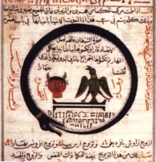 Ouroboros egipcio. Jeroglifico copiado del libro de alquimia de abu al qasim al iraqi