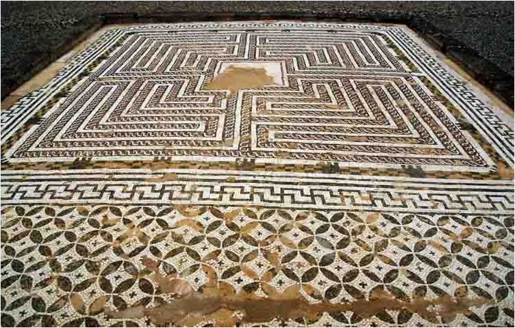 Mosaico del Laberinto, Casa de Neptuno, Ruinas Itálicas Santiponce, Sevilla, España